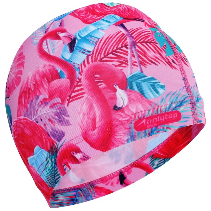 Шапочка для плавания взрослая ONLYTOP Swim &laquo;Фламинго&raquo;, тканевая, обхват 54-60 см