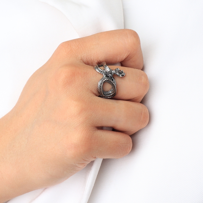 Новый год! Символ года 2025! Кольцо &laquo;Змея&raquo; клубок, цвет чернёное серебро, безразмерное