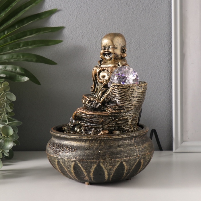 Фонтан настольный от сети, подсветка "Хотей. Благополучие" 16х16х22 см