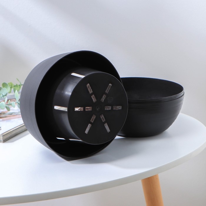 Горшок для цветов с поддоном &laquo;Япония&raquo; 1,2 л, цвет графитовый