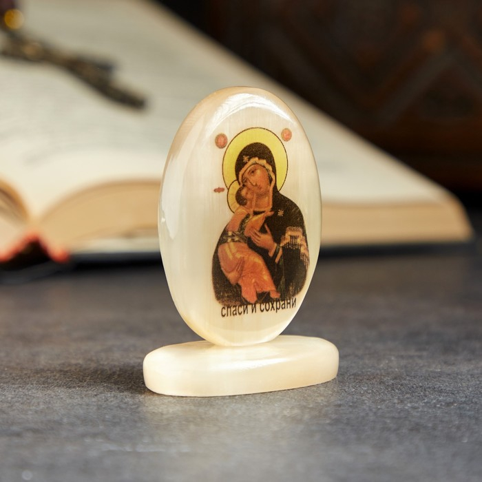 Икона &laquo;Владимирская&raquo;, на подставке, селенит