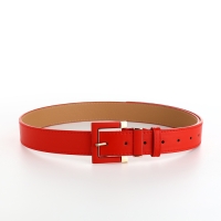 Ремень женский, ширина 3 см, винт, пряжка кожа, цвет красный