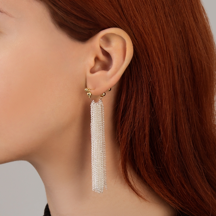 Серьги висячие &laquo;Цепи&raquo; сборка, цвет серебряно-золотой