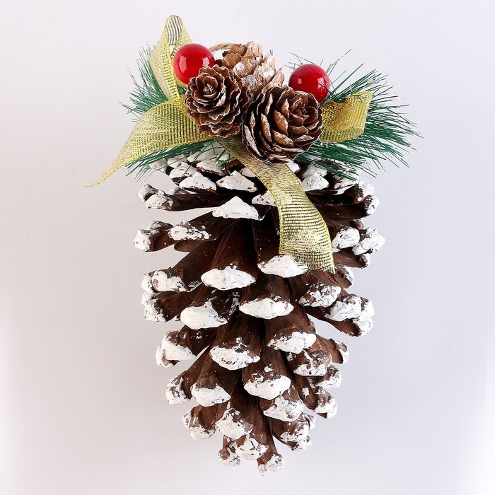 Новый год! Шишка декоративная &laquo;Зимнее настроение&raquo;, с подвесом, 8 &times; 8 &times; 14,5 см