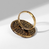 Кольцо &laquo;Этника&raquo; узорчатый круг, цвет чёрный в чернёном золоте, безразмерное