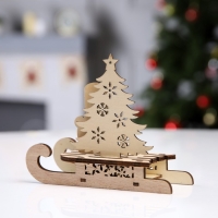 Светодиодная фигура «Сани со снеговиком» 15.5 × 12 × 5.5 см, дерево, батарейки LR1130х3 (в комплекте), свечение тёплое белое Светодиодная фигура «Сани со снеговиком» 15.5 × 12 × 5.5 см, дерево, батарейки LR1130х3 (в комплекте), свечение тёплое белое
