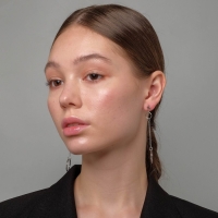 Серьги металл "Кольца с цепью" цвет серебро