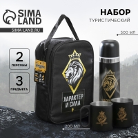 Набор посуды для пикника &laquo;Характер и сила&raquo;: термос 500 мл, кружка 180 мл, 2 шт., время сохранения тепла 24 ч