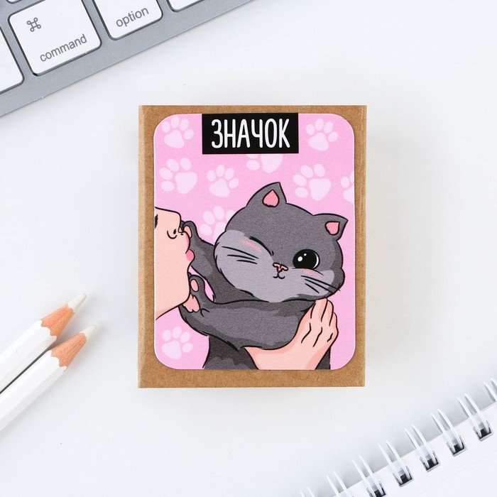 Значок деревянный «Котик», 3,2 х 4 см Значок деревянный «Котик», 3,2 х 4 см