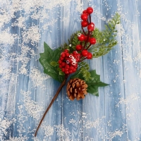 Декор "Зимняя магия" хвоя ягоды шишка, 27 см