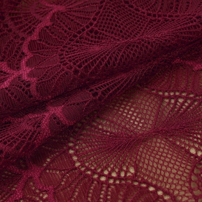 Кружевная эластичная ткань, 180 мм &times; 2,7 &plusmn; 0,5 м, цвет бордовый