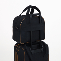 Чемодан малый 37 л (S) с сумкой, отдел на молнии, с расширением, цвет чёрный