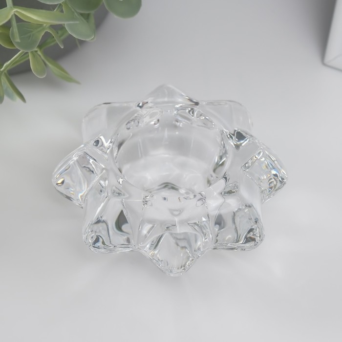 Подсвечник стекло на 1 свечу Подсвечник стекло на 1 свечу "Цветок" прозрачный 4,3х9х9 см