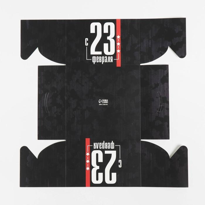 Коробка для капкейков, кондитерская упаковка с PVC крышкой, 4 ячейки &laquo;23 февраля&raquo;, 16 х 16 х 10 см