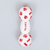 Игрушка пищащая "Новогодняя Гантель", 12,5 см, белая Игрушка пищащая "Новогодняя Гантель", 12,5 см, белая