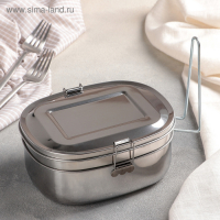 Контейнер для еды из нержавеющей стали с держателем, 17&times;13, 2 уровня