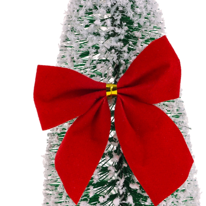 Новогодний декор &laquo;Ёлка на подставке с бантом&raquo;, заснеженная, 6 &times; 6 &times; 15 см