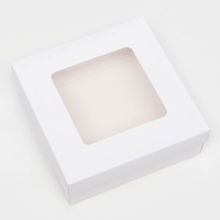 Коробка подарочная складная, упаковка, крышка-дно,с окном, белая, 15 х 15 х 5 см Коробка подарочная складная, упаковка, крышка-дно,с окном, белая, 15 х 15 х 5 см