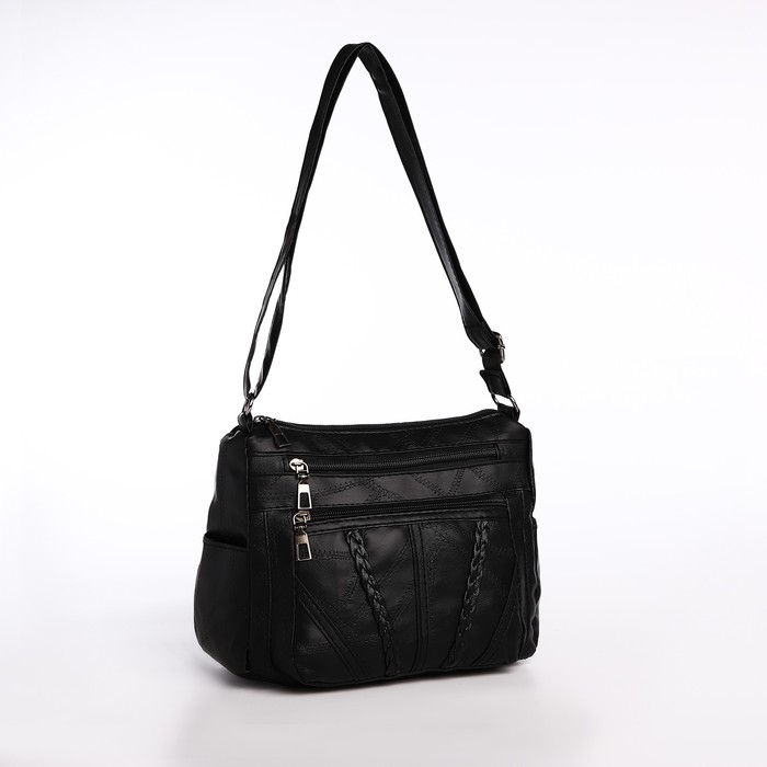 Сумка женская на одно плечо, на молнии, цвет чёрный Сумка женская на одно плечо, на молнии, цвет чёрный