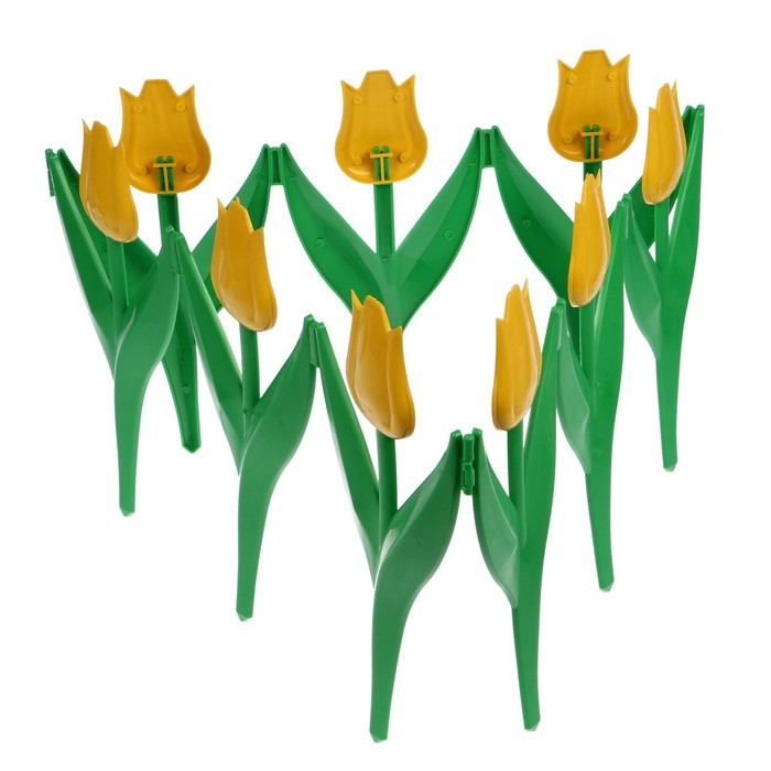 Ограждение декоративное, 30 &times; 225 см, 5 секций, пластик, жёлтый цветок, &laquo;Тюльпан&raquo;