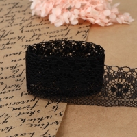 Кружево капроновое, 35 мм &times; 10 &plusmn; 1 м, цвет чёрный