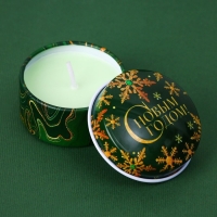 Новогодняя Свеча новогодняя в железной банке &laquo;Новый год: С Новым годом&raquo;, аромат еловые ветки, диам. 4,8 см