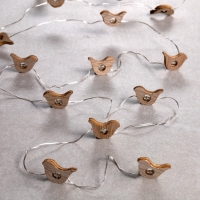 Гирлянда &laquo;Нить&raquo; 2 м роса с насадками &laquo;Птичка&raquo;, IP20, серебристая нить, 20 LED, батарейки ААх2 (нет в комплекте), свечение тёплое белое