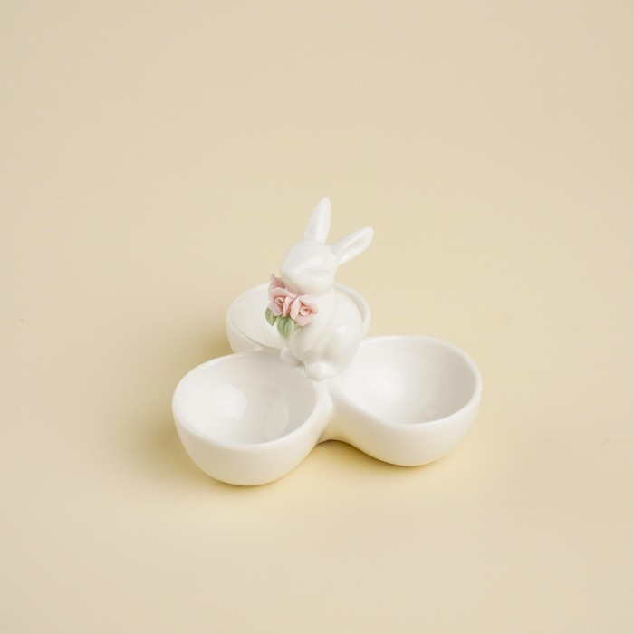 Менажница керамическая SL Home «Кролик», 3 ячейки, 30 мл, 11,5×9,5 см, цвет белый Менажница керамическая SL Home «Кролик», 3 ячейки, 30 мл, 11,5×9,5 см, цвет белый