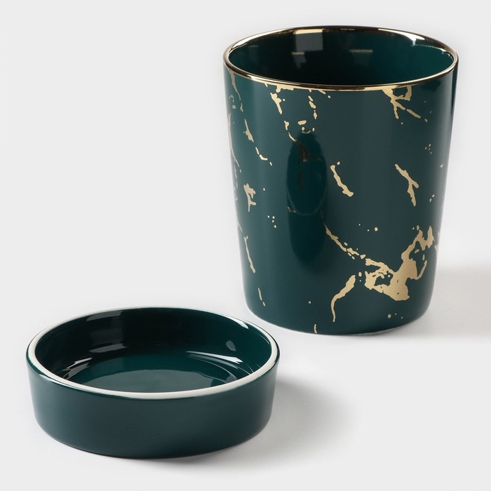 Подставка керамическая для столовых приборов Gold, 10,5&times;10,5&times;13 см, цвет зелёный