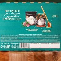 Подарочный набор &laquo;Новый год: Тепла в новом году&raquo;: алтайский мёд с мумиё 240 г., ягодно-травяной чай 50 г., ложка для мёда