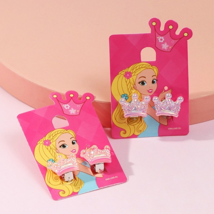 Клипсы детские &laquo;Выбражулька&raquo; корона, цвет МИКС