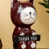 Сувенир "Кот с табличкой WELCOME" дерево 10х7х16 см, цв. бело-коричневый