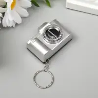 Фонарик брелок для ключей на кольце &laquo;Фотоаппарат&raquo;, мигает, золото/серебро, 3.3&times;4.8&times;2 см, МИКС