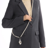 Портупея жемчужная с кулоном &laquo;Ракушка&raquo;, 129 см, белая в серебре