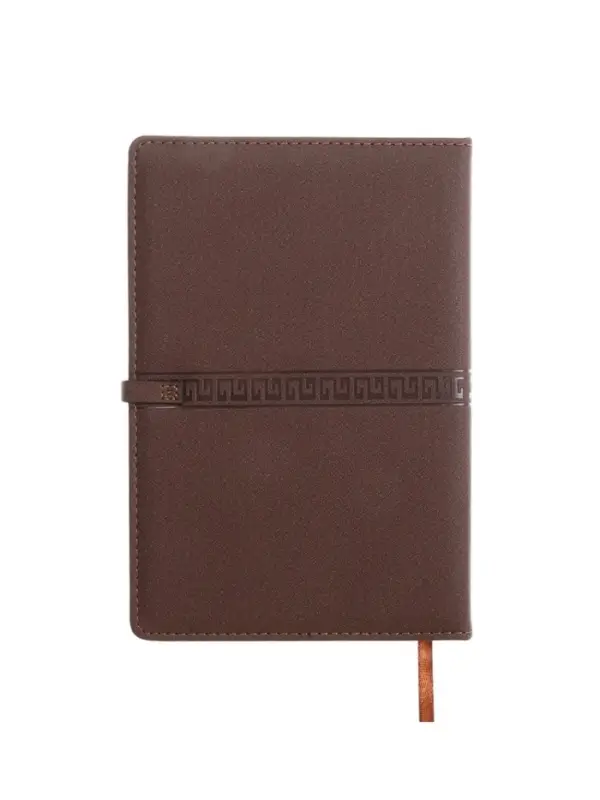 Ежедневник недатированный формат А5, с хлястиком, 112л, линия, пвх, Узор Коричневый