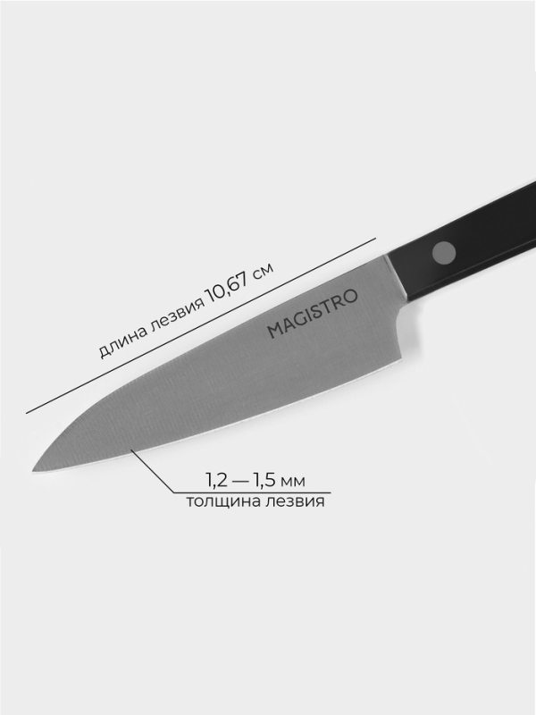 Нож кухонный овощной Magistro Hinshitsu, нержавеющая сталь, 10,6 см, чёрный