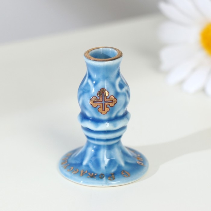 Подсвечник гжель, цветной, керамика, 5×4 см, микс Подсвечник гжель, цветной, керамика, 5×4 см, микс