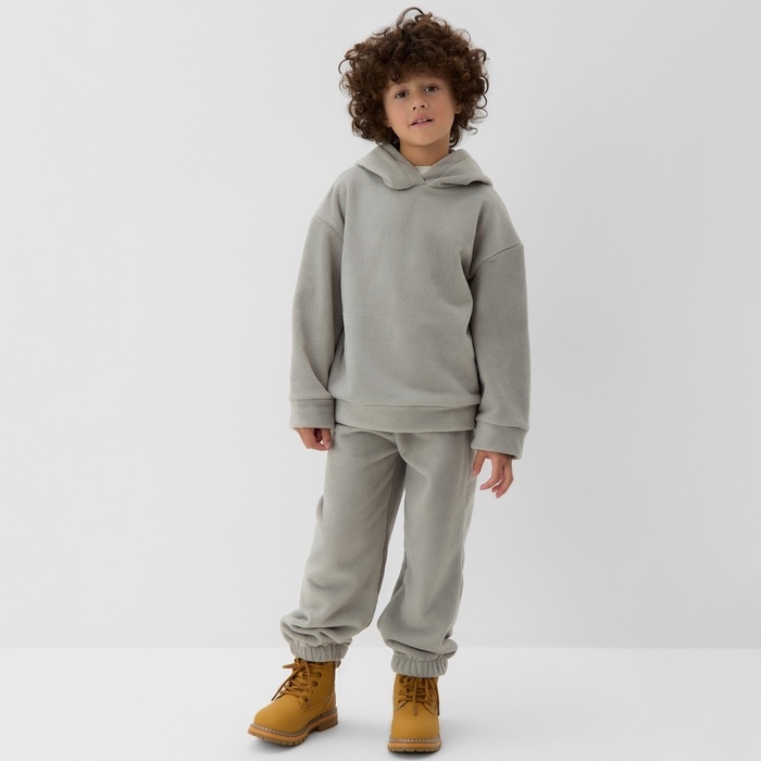 Костюм флисовый (худи и брюки) детский MINAKU: Fleece Soft, цвет графит, рост 140 см