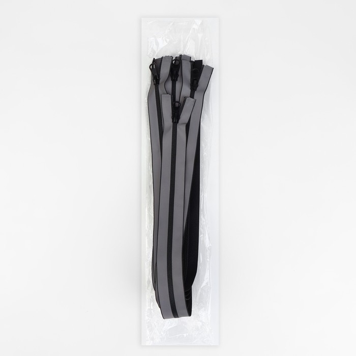 Молния &laquo;Спираль&raquo;, №7, разъёмная, водонепроницаемая, светоотражающая, замок автомат, 60 см, цвет серый, цена за 1 штуку