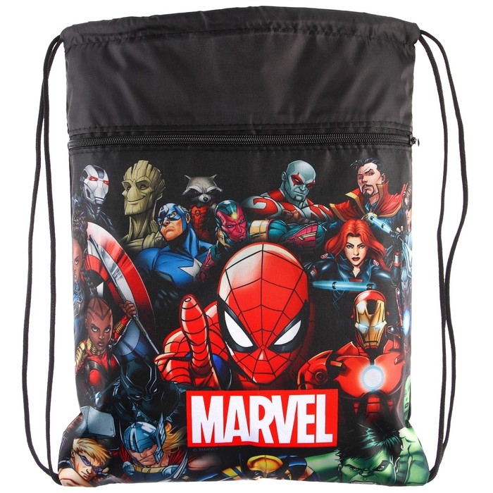 Мешок для обуви с карманом 420*350 мм, Человек-паук