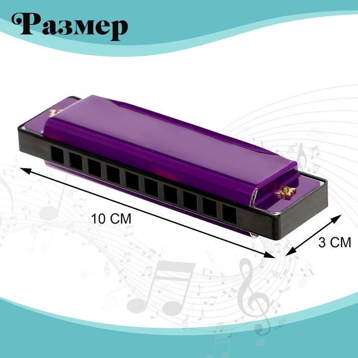 Губная гармошка &laquo;Гармоника&raquo;, с металлическим корпусом и футляром, цвета МИКС