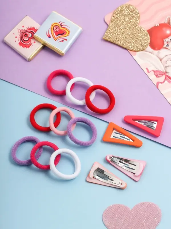 Набор для волос &laquo;Аделия&raquo;: 10 резинок 3 см, 4 невидимки 3.5 см, колор, МИКС
