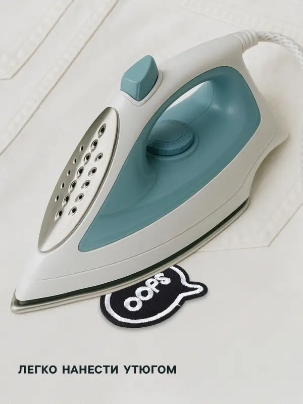 Термоаппликация Oops, 4.8&times;3.8 см, фасовка 10 шт., чёрная