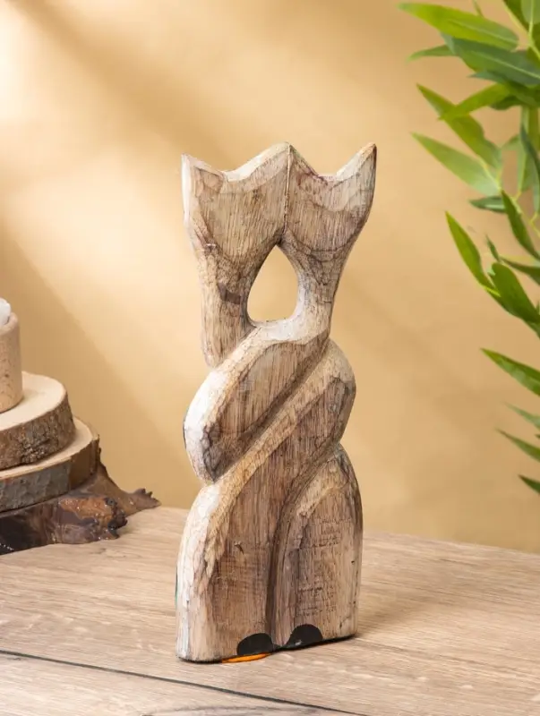 Сувенир интерьерный "Сиамские кошечки" 12х3х30 см, дерево, цв. зелёный