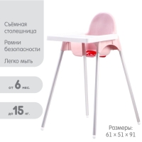 Стульчик для кормления пластиковый, розовый