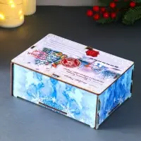Шкатулка-ящик  самосборный малый "Дед мороз и елка", 20х13,6х8 см