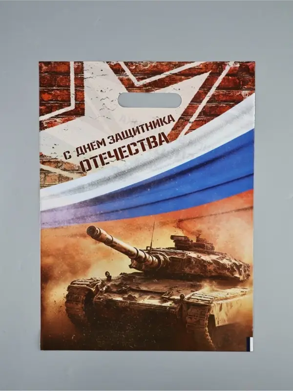 Пакет "С Днём Защитника Отечества", полиэтиленовый с вырубной ручкой, 30х40 см, 50 мкм
