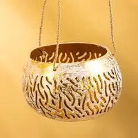 Подсвечник подвесной из кокоса, 9-12 см, золотисто-белый