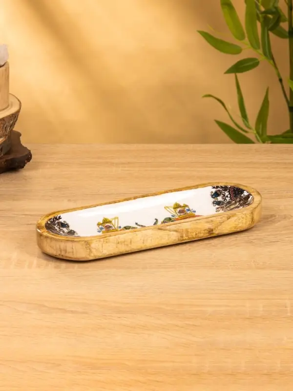 Подставка под благовония "Слоны" 28х10х3 см, манговое дерево