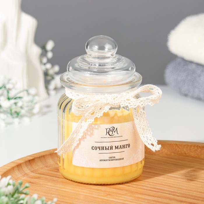 Свеча в банке ароматизированная Свеча в банке ароматизированная "Сочный манго" 180гр, время горения 45ч